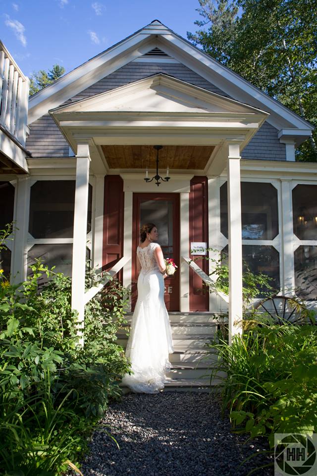 Bride on the front steps